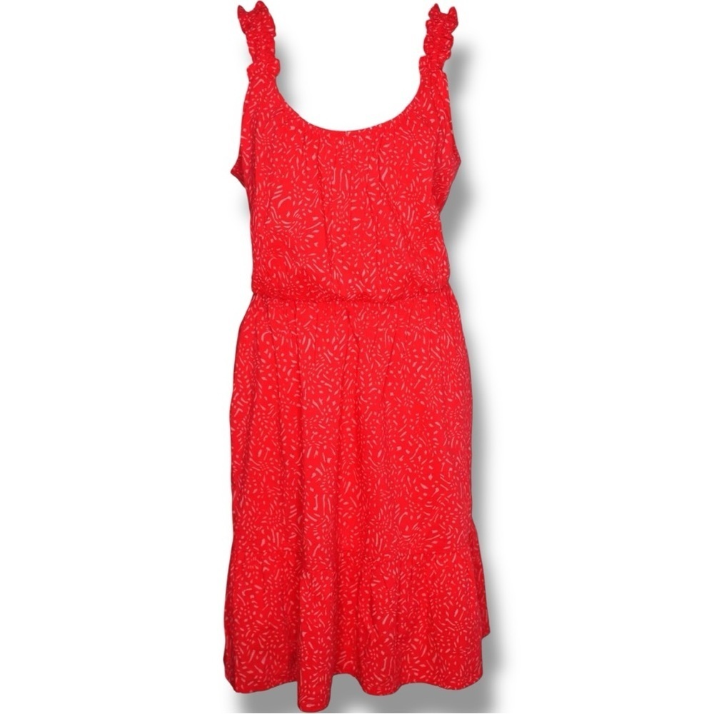 Banana Republic Casual Sleeveless Tiered Flowy Red Mini Dress with Ruffle Straps
